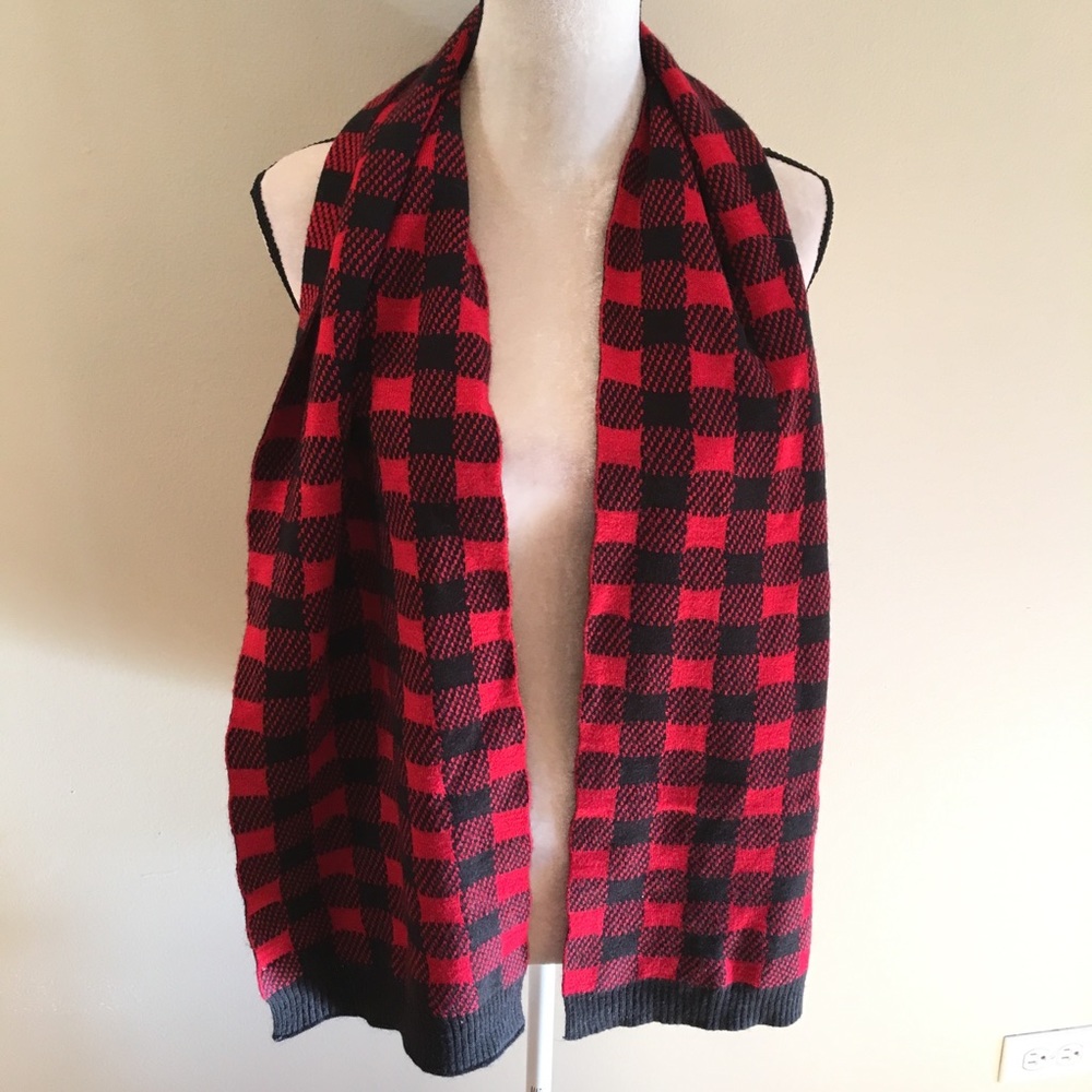Woolrich red and black wool blend scarf